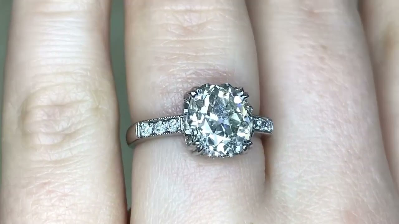 2.27ct Center Old European Cut Diamond Engagement Ring - Newport Ring - Hand Video