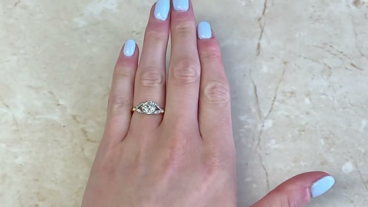 1.50ct Old European Diamond & Leaf Motif Engagement Ring - Chester Ring - Hand Video