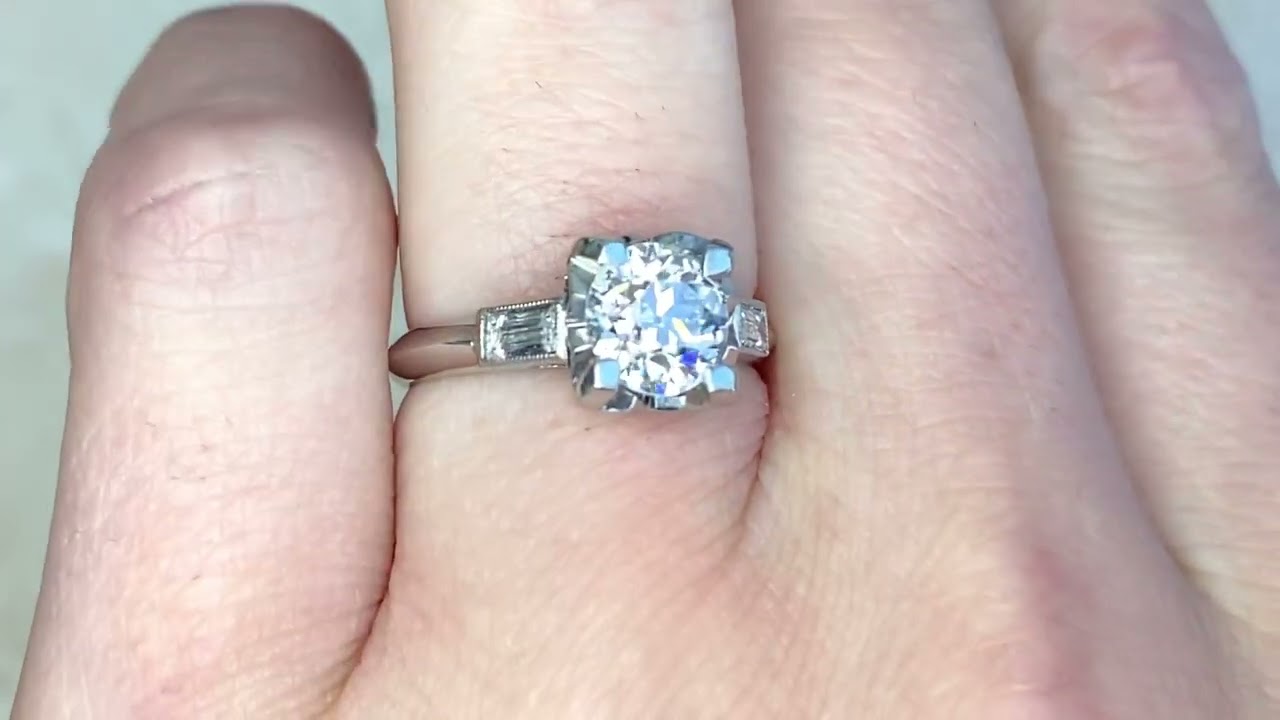 Art Deco 1.06ct Old European Cut Diamond Engagement Ring - Southwell Ring. Circa 1935 - Hand Video