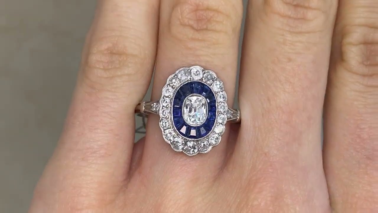 Floral 0.55ct Diamond and Sapphire Kirtland Ring