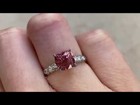 2.47ct Center Antique Cushion Cut Garnet and Diamond Ring Circa 1945 - Ramsey Ring - Hand Video
