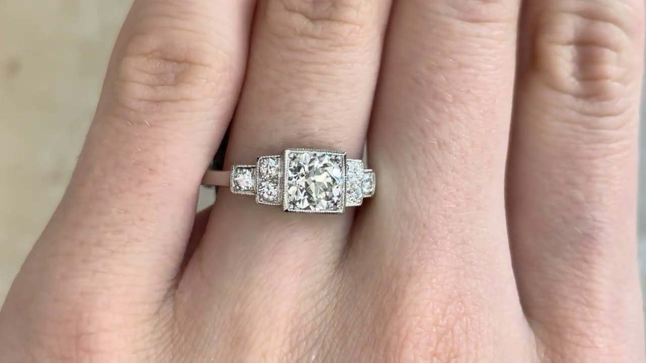 1.05ct Old European Cut Diamond Geometric Farisita Ring