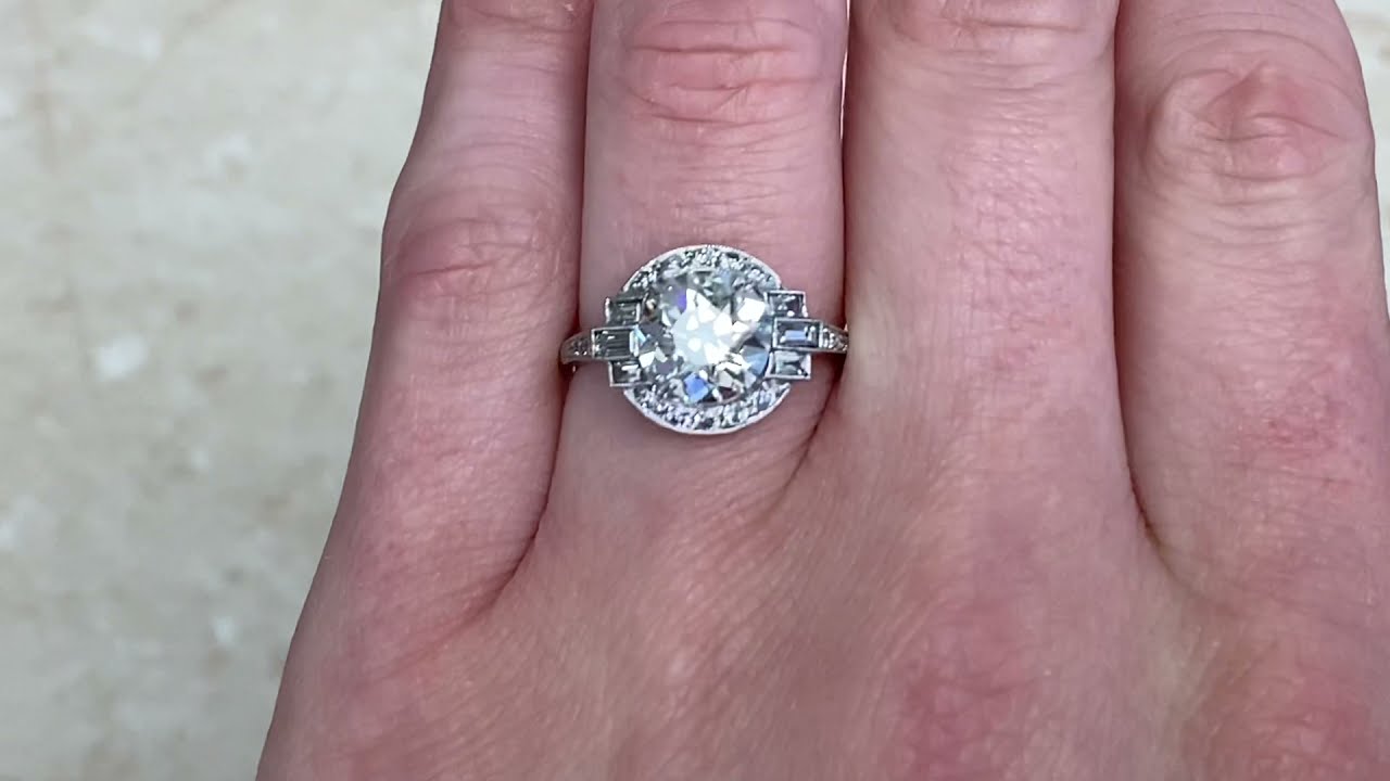 Old European Cut Diamond Halo Engagement Ring - Lexicon Ring - Hand Video