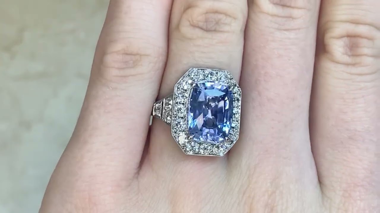 GIA 6.47ct Ceylon No-Heat Sapphire Westview Ring