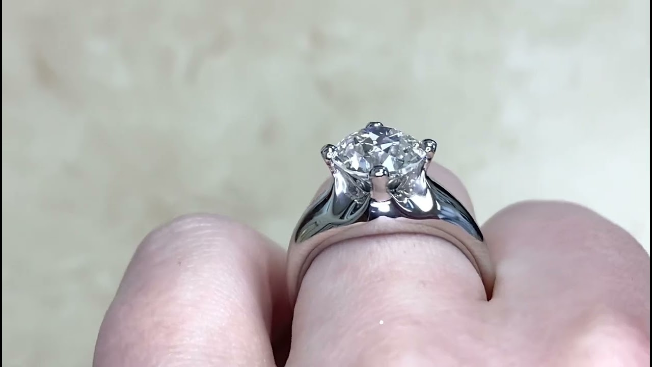 GIA-Certified 2.50cts Vintage Ring - Bulgari Platinum And Diamond Ring - Hand Video