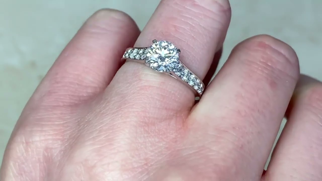 Vintage Cartier Diamond Engagement Ring - 1.14ct Cartier Ring - Hand Video