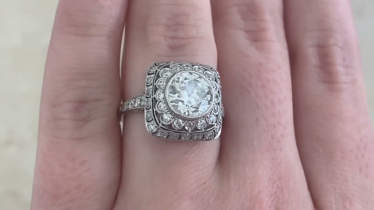 GIA-Certified 2.19ct Diamond with Double Halo Tordera Ring - hand video -