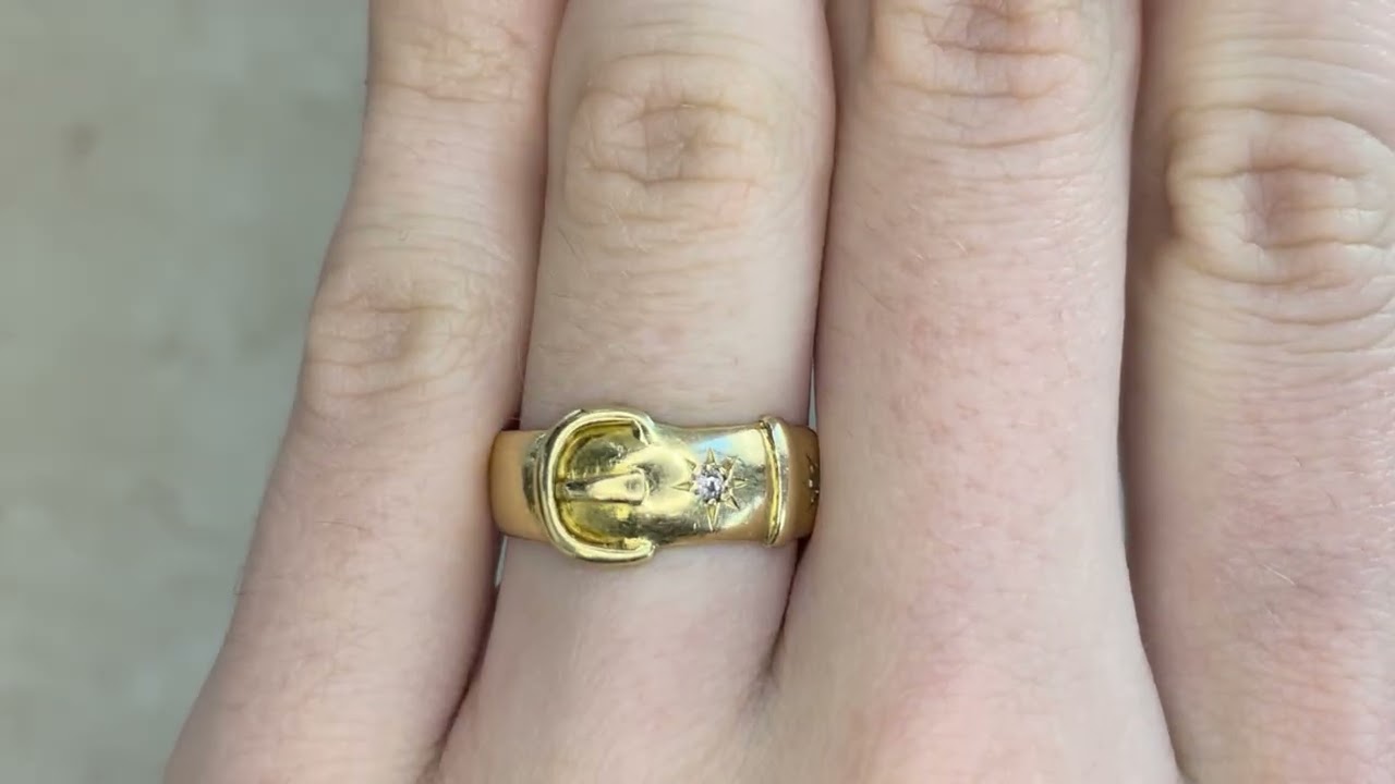 Victorian English Diamond Buckle Manitou Ring, Circa 1885