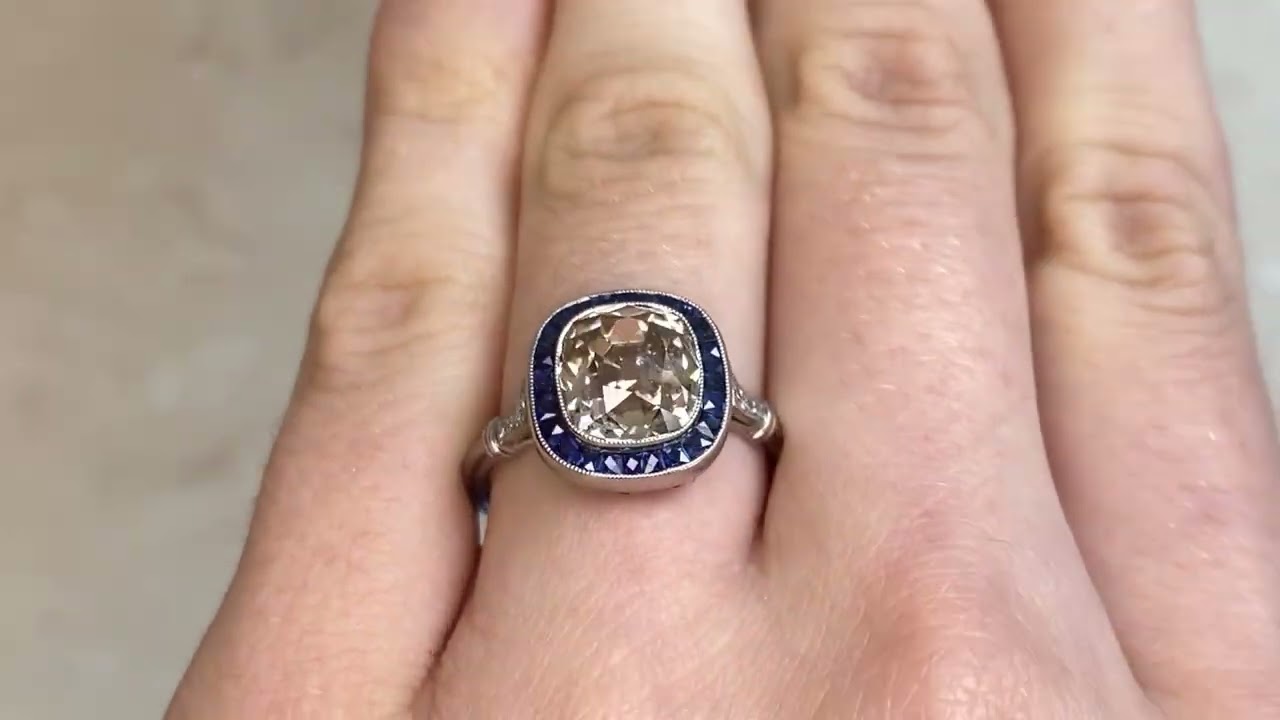 GIA 3.06ct Champagne Diamond Halo Batesville Ring