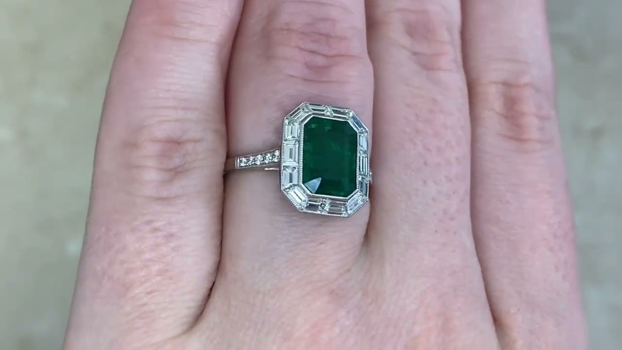 2.52ct Emerald-Cut Emerald and Diamond Tabriz Ring - hand video
