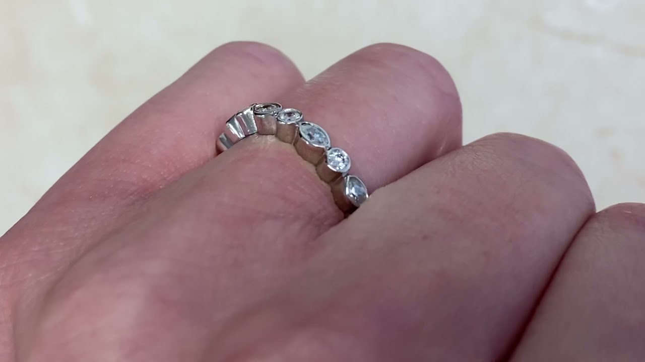 2.7MM 0.75ct Round Brilliant Cut and Marquise Diamond Band - Eden Band - Hand Video
