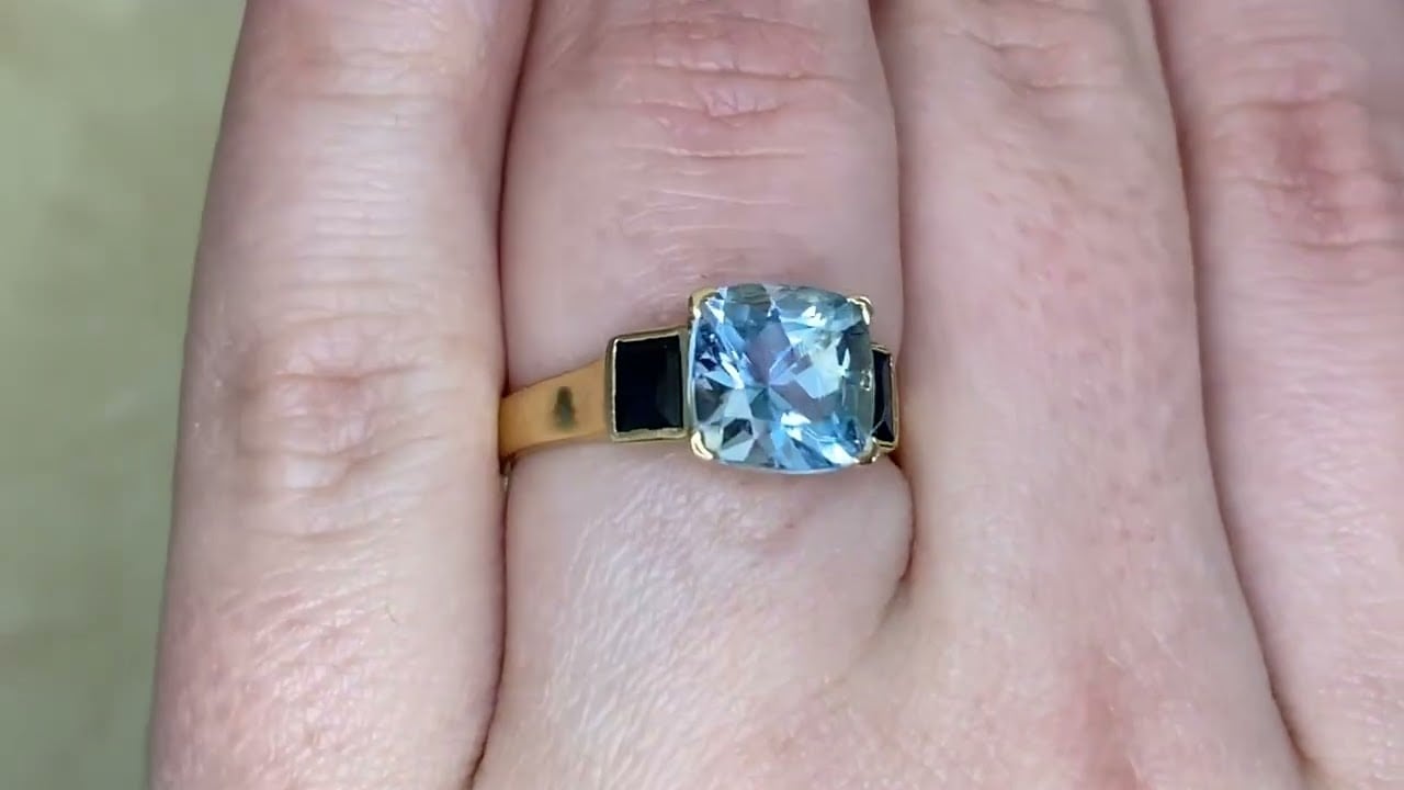 Stunning gemstone ring featuring an aquamarine - Lawton Ring - Hand video