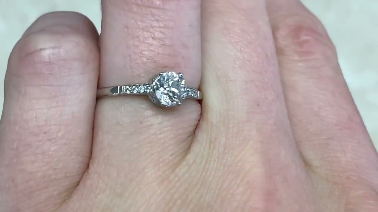 0.59ct Old European Cut Diamond Platinum Engagement Ring - Wheaton Ring - Hand Video