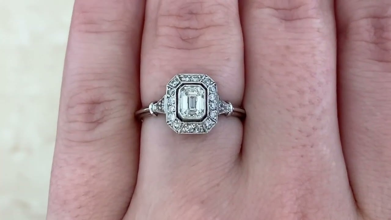 0.50ct Diamond and Diamond Halo Platinum Berkshire Ring - Hand video