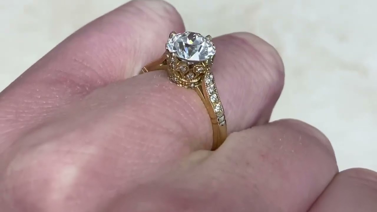 1.63ct Old European Cut Crown Dazzled Diamond Engagement Ring - Barrington Ring - Hand Video