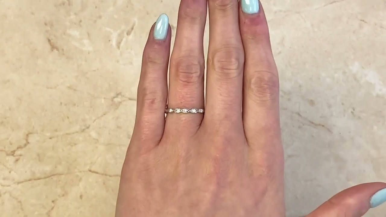 Art Deco Original Marquis Shaped Bezel Eternity Wedding Band - Albans Band - Hand Video