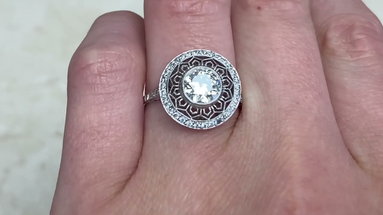1.12ct Diamond Intricate Halo Engagement Ring - Imperial Ring - Hand Video