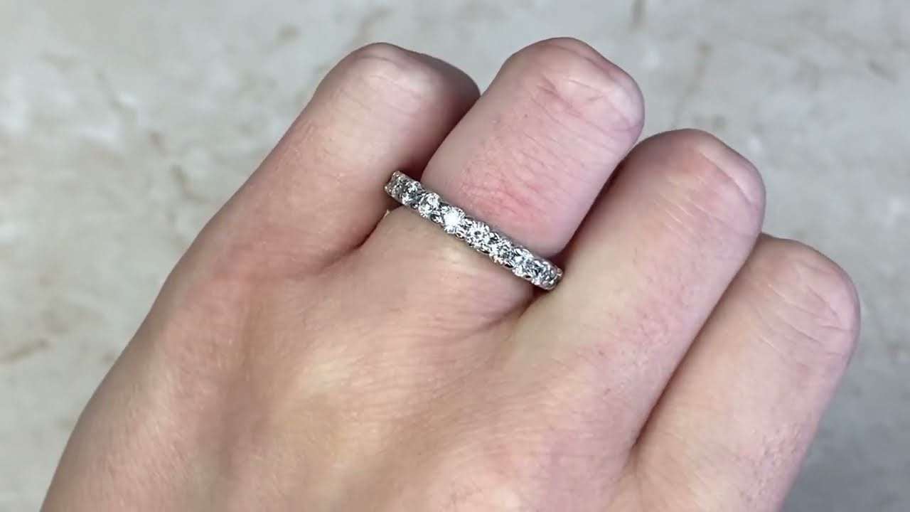 1.76ct TDW Vintage Diamond Eternity Wedding Band - Hillsdale Band. Circa 1975 - Hand Video