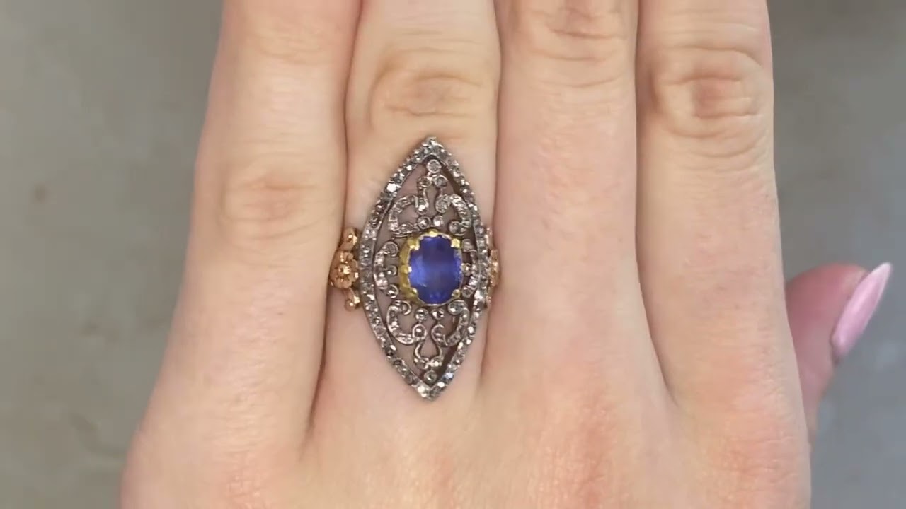 Georgian Era GIA Sapphire Navette Merritt Ring, Circa 1815 - Hand video