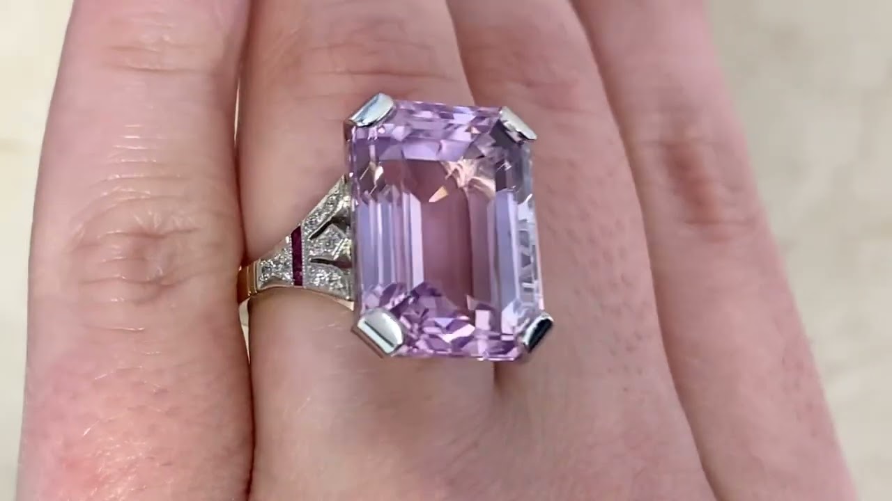 A Stunning Kunzite, Diamond, and Ruby Ring - Utopia Ring - Hand Video