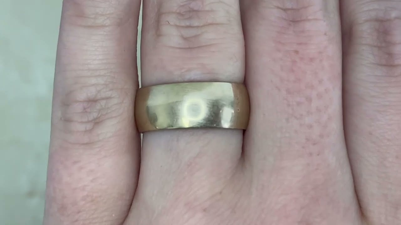 14k Yellow Gold Vorona Wedding Band - Hand video