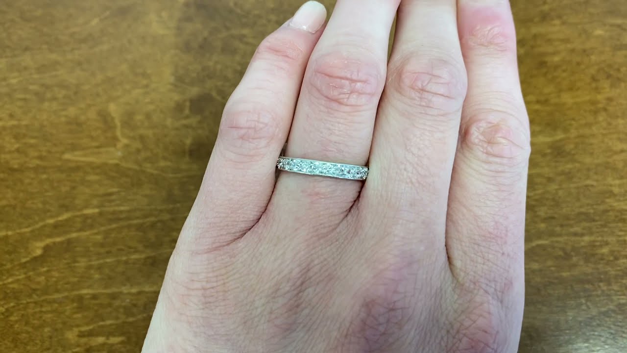 Antique Edwardian Platinum and Diamond Band - Carrollton Band - Hand Video