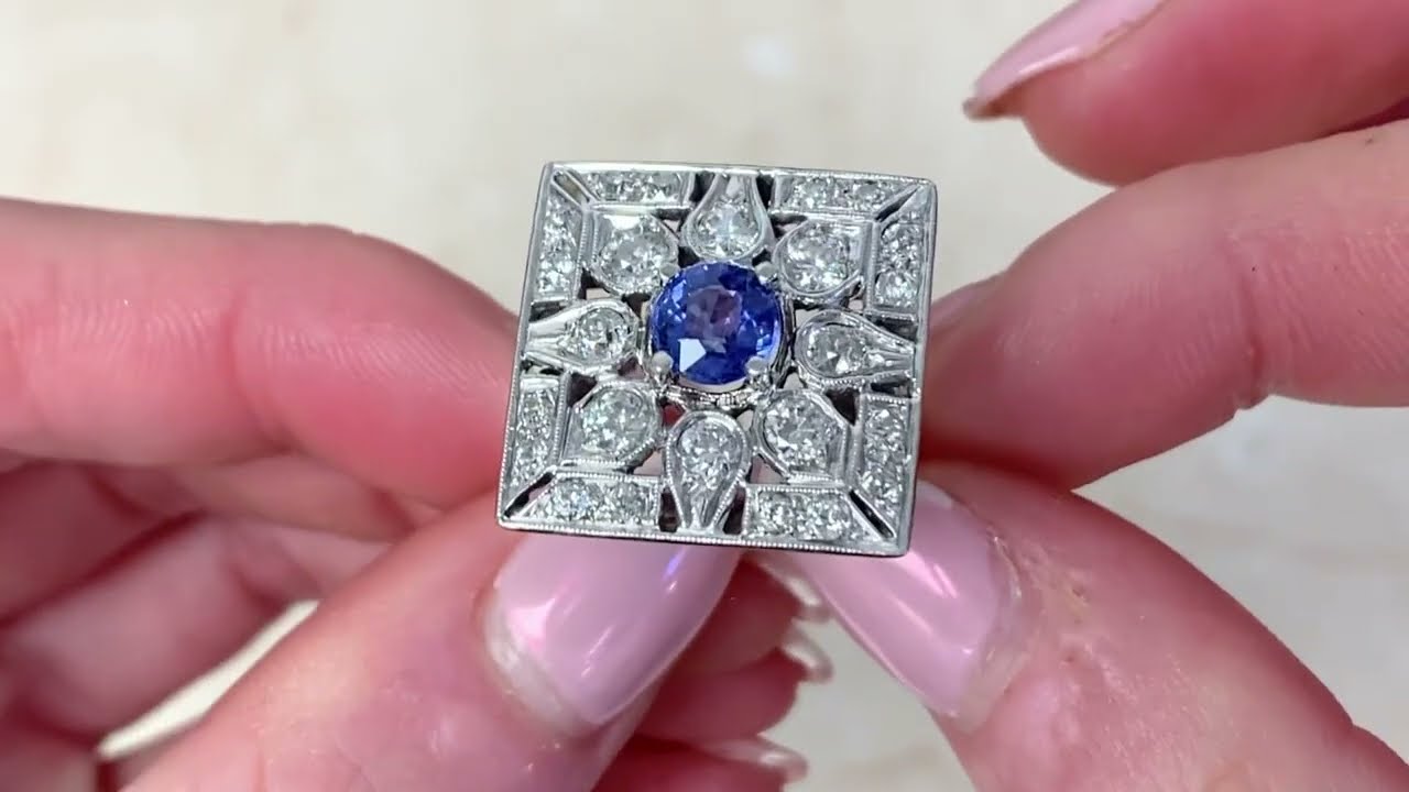 Vintage Sapphire And Diamond Art Deco Era Platinum Ring - Queensboro Ring. Circa 1935 - Hand Video