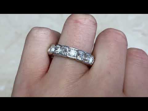 5.30MM Platinum and Cushion Cut Diamond Band - Carmel Band - Hand Video
