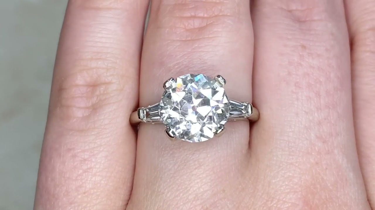 4.24ct GIA Certified Old European Cut Diamond Engagement Ring Circa 1970 -Hartford Ring - Hand Video