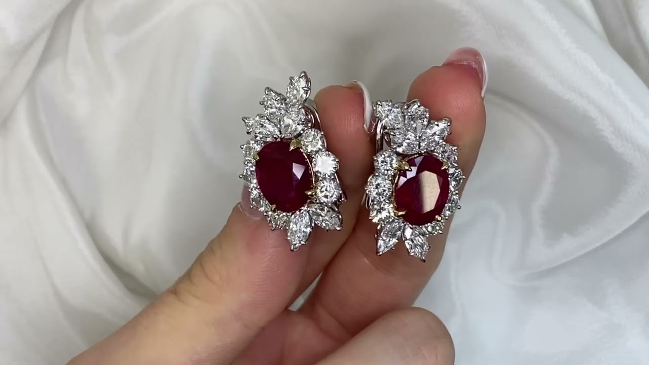Cartier Art Deco Burma Ruby and Diamond Earrings, Circa 1920 - Hand video