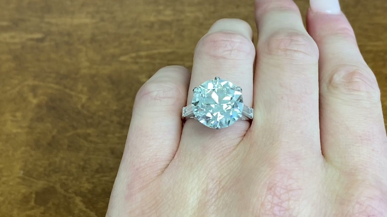 8.47ct GIA Certified Old European Cut Diamond Engagement Ring - Coatbridge Ring - Hand Video