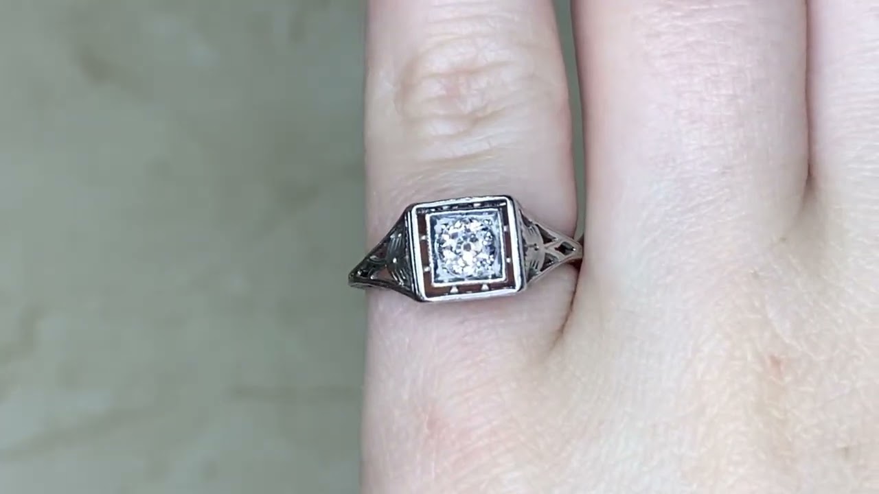 Art Deco 0.40ct Center Old European Cut Diamond Open Work Engagement Ring - Cedar Ring - Hand Video