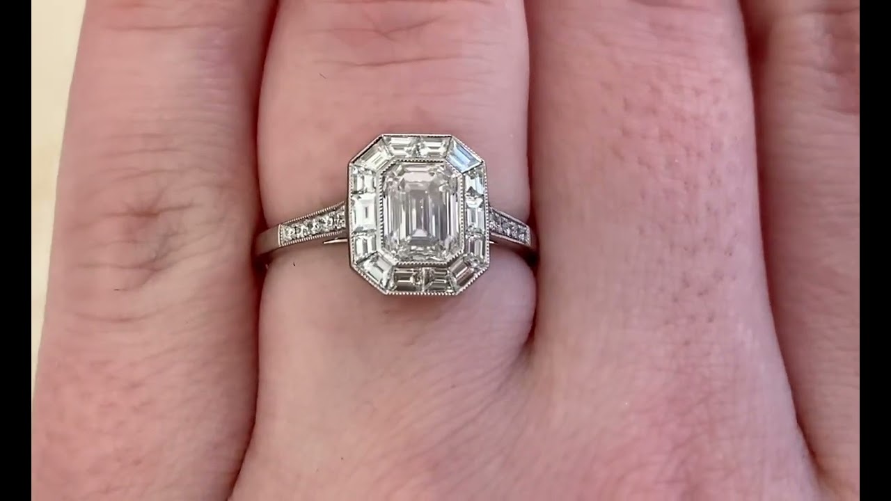 1.00ct Emerald Cut Diamond Engagement Ring GIA Certified -Fredonia Ring- Hand Video