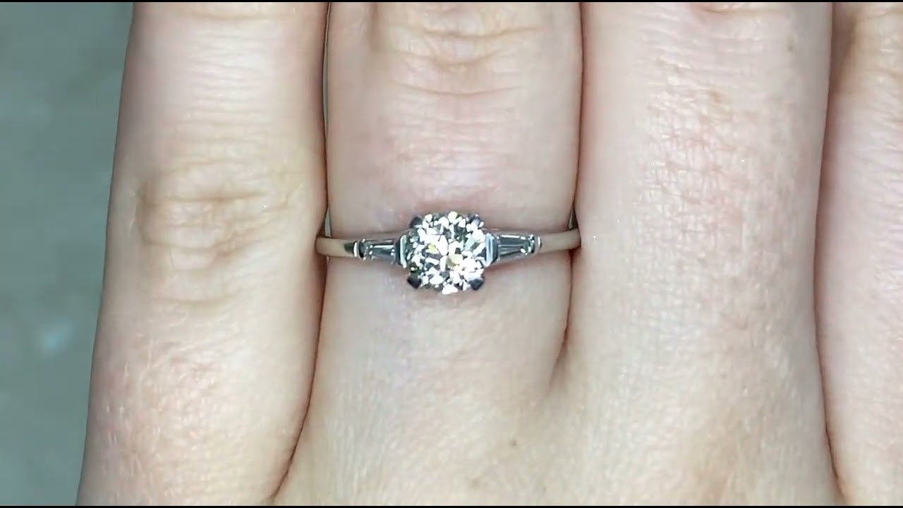 0.57ct Center Old European Cut Diamond Engagement Ring Circa 1950 - Clayton Ring - Hand Video