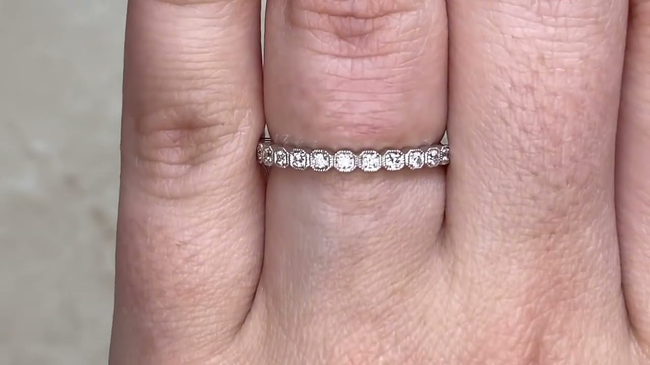 0.15ct Round Brilliant Cut Diamond Half Eternity Platinum Wedding Band - Winwood Band - Hand Video