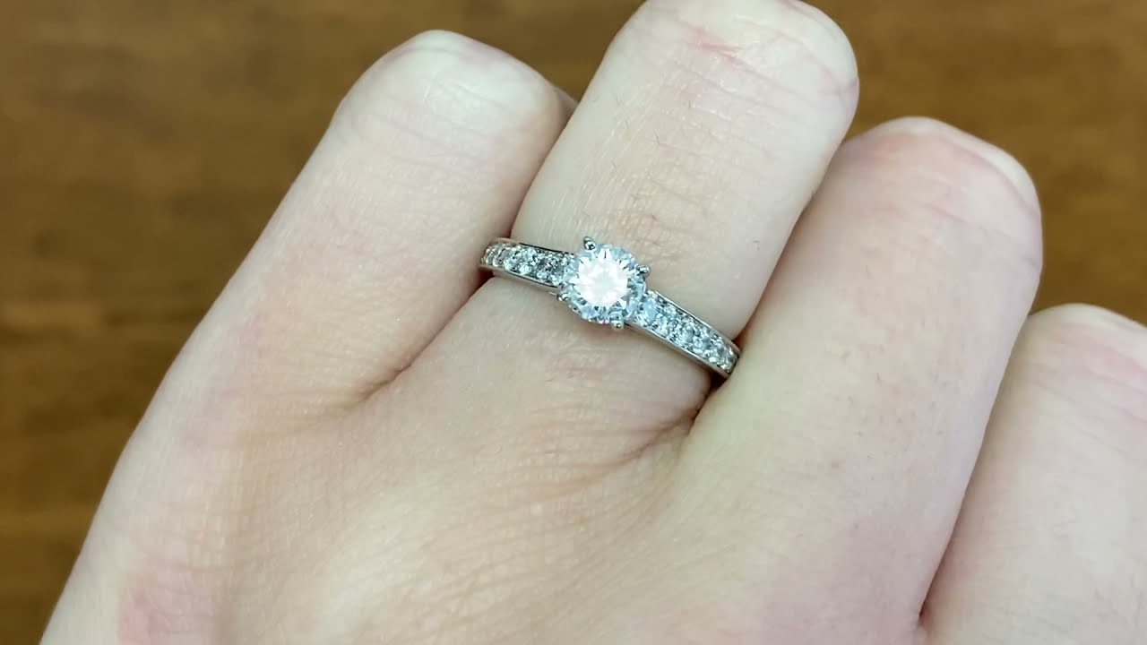 0.41ct Center Cartier Round Brilliant Cut Diamond Engagement Ring - Hand Video