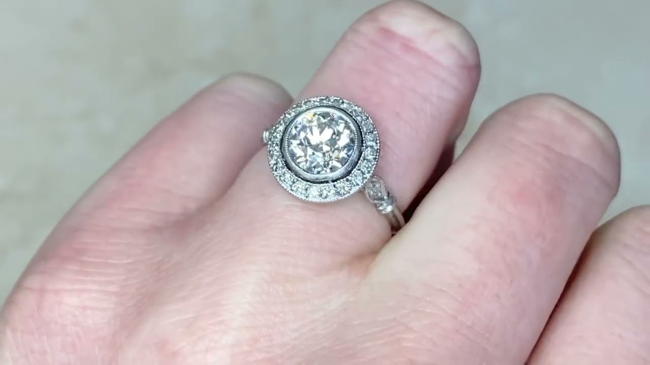 1.62ct Old European Cut Diamond Halo Engagement Ring - Ashford Ring - Hand Video