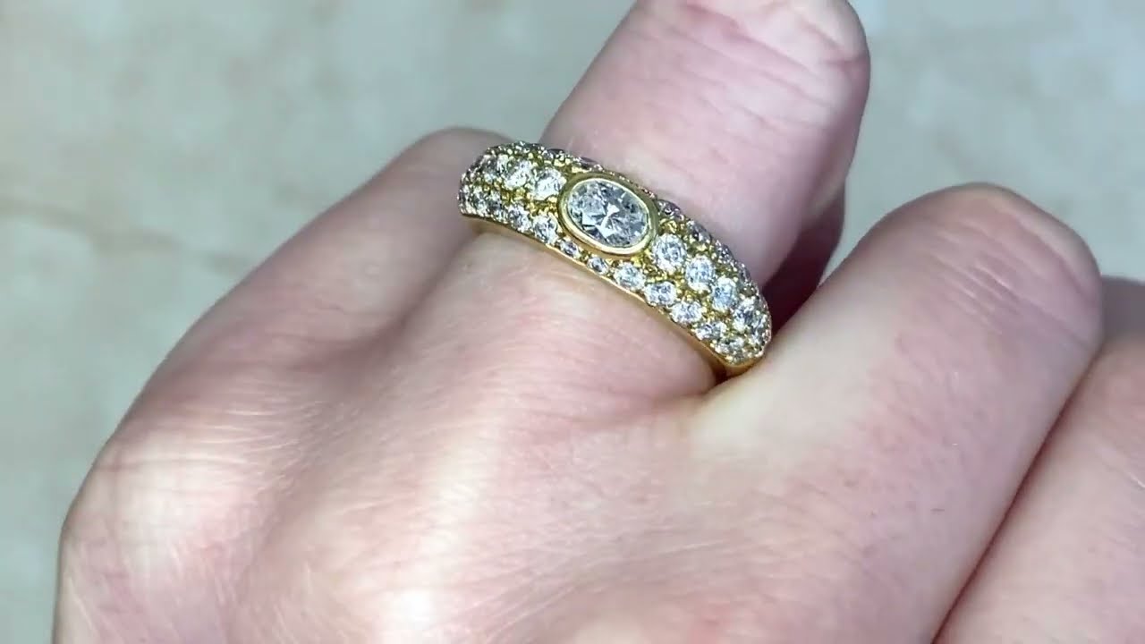Vintage Cartier Diamond & 18k Yellow Gold Engagement Ring - Cartier Engagement Ring - Hand Video