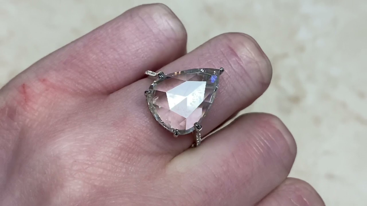 6.00ct Center Rose Cut Diamond Micro-Pave Engagement Ring - Norristown Ring - Hand Video