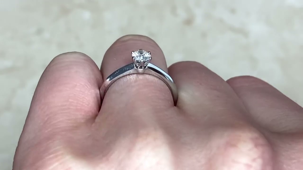 0.30ct Round Brilliant Cut Diamond Engagement Ring - Tiffany Platinum Solitaire Ring - Hand Video