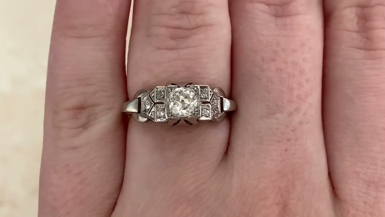 Vintage 0.55ct Old Mine Cut Diamond Engagement Ring -Sherborn Ring- hand video