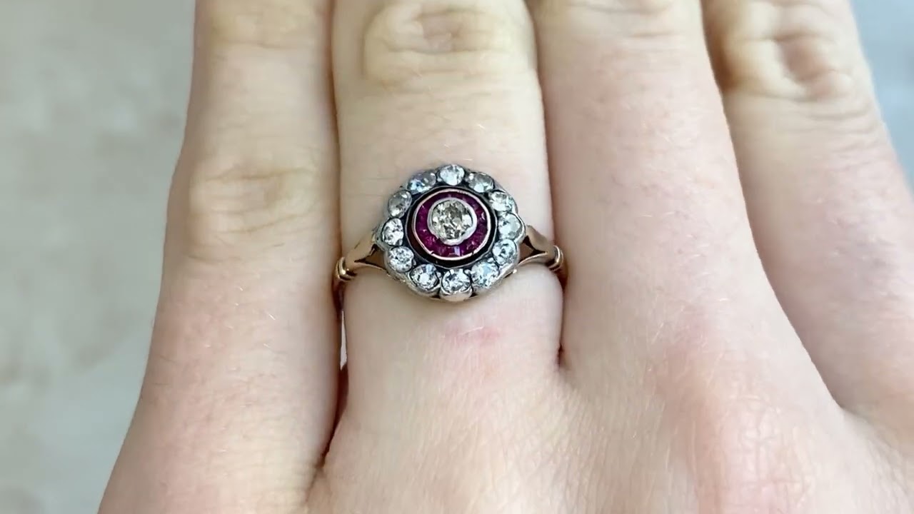 Victorian Floral Brown Diamond Rawlins Ring, Circa 1890