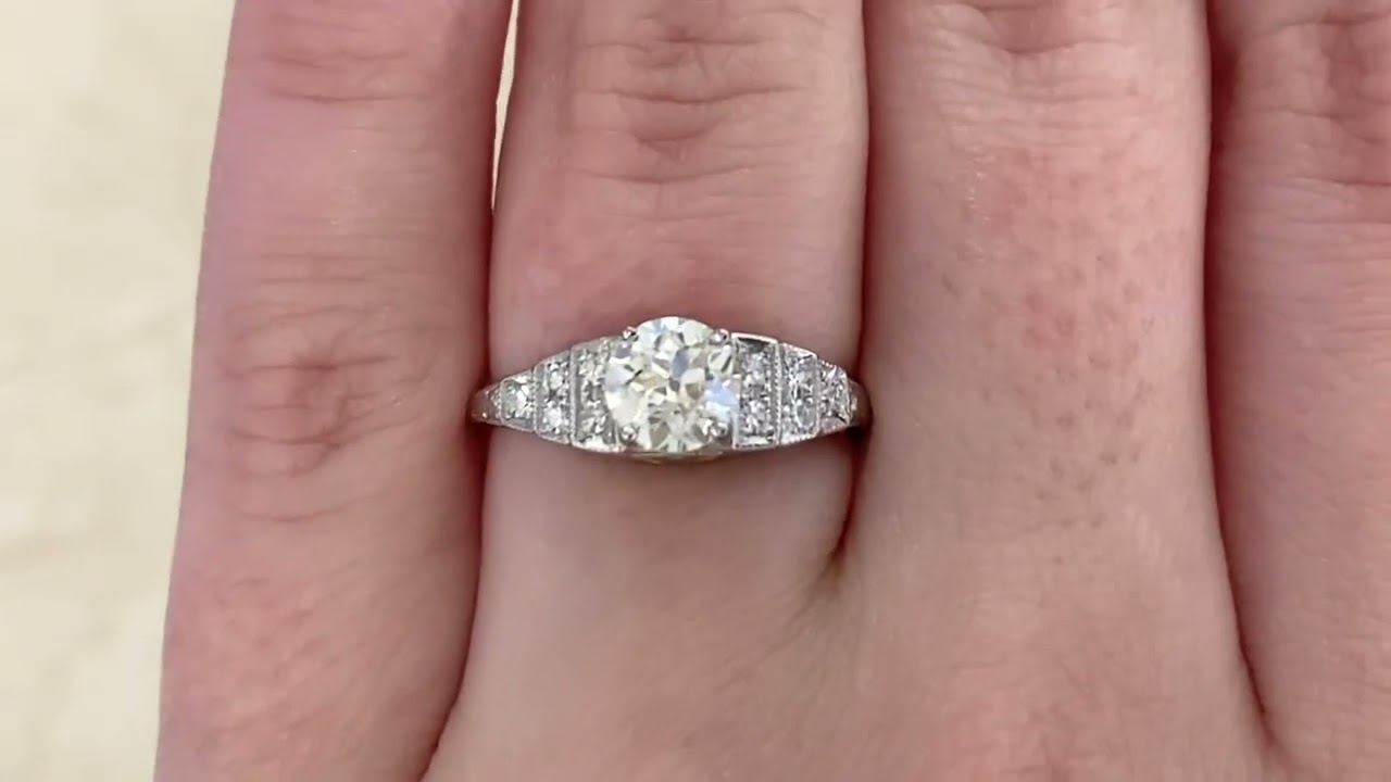 0.88 Carat Old European Cut Diamond Engagement Ring - Groton Ring - Hand Video