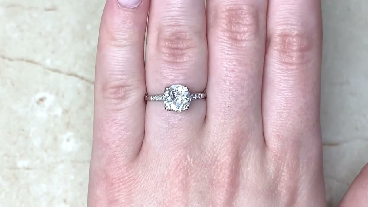 1.64ct Center Old European Cut Diamond Edwardian Era Engagement Ring - Bristow Ring - Hand Video
