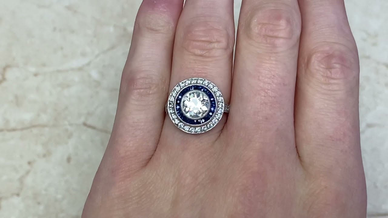 Old European Cut Diamond & Sapphire Halo Engagement Ring - Obidos Ring - Hand Video