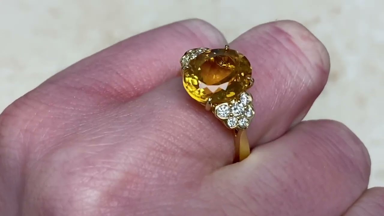 2.97ct Natural Oval Cut Citrine Center Stone Ring - Corliss Ring - Hand Video