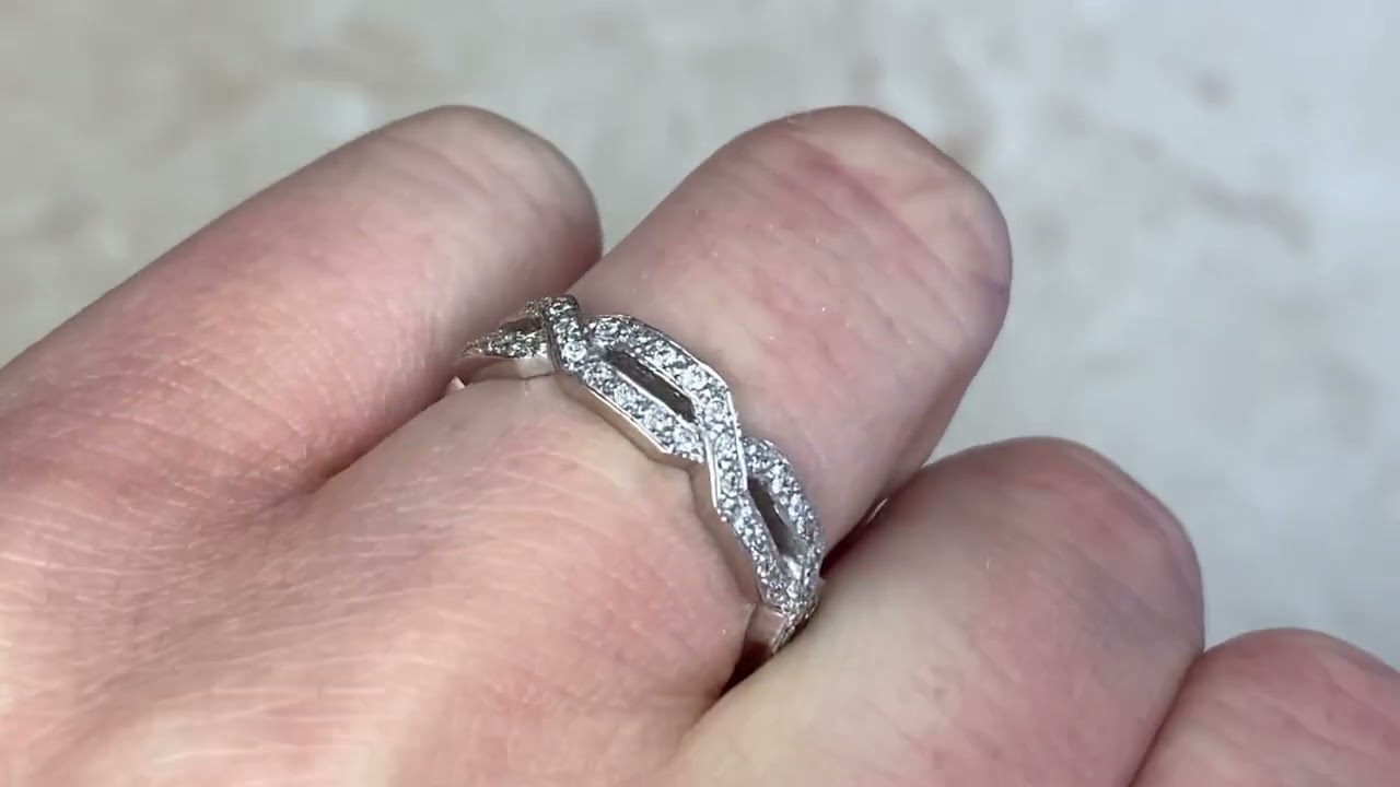 Chain Link Style Pave Set Diamond & Platinum Wedding Band - Dinan Band 4.7mm - Hand Video