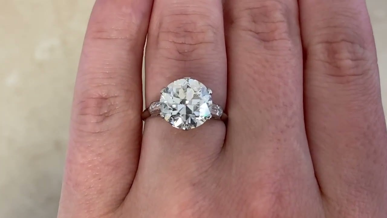 Mid-Century GIA 4.02ct Old European Diamond Bellamy Ring, Circa 1950 - hand video