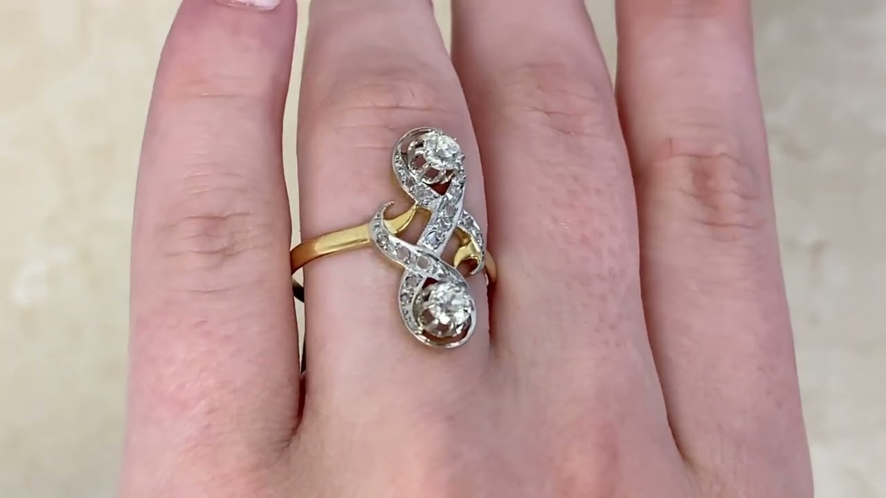 Antique Edwardian Two Stone Diamond Orrville Ring. Circa 1900 - Hand video -