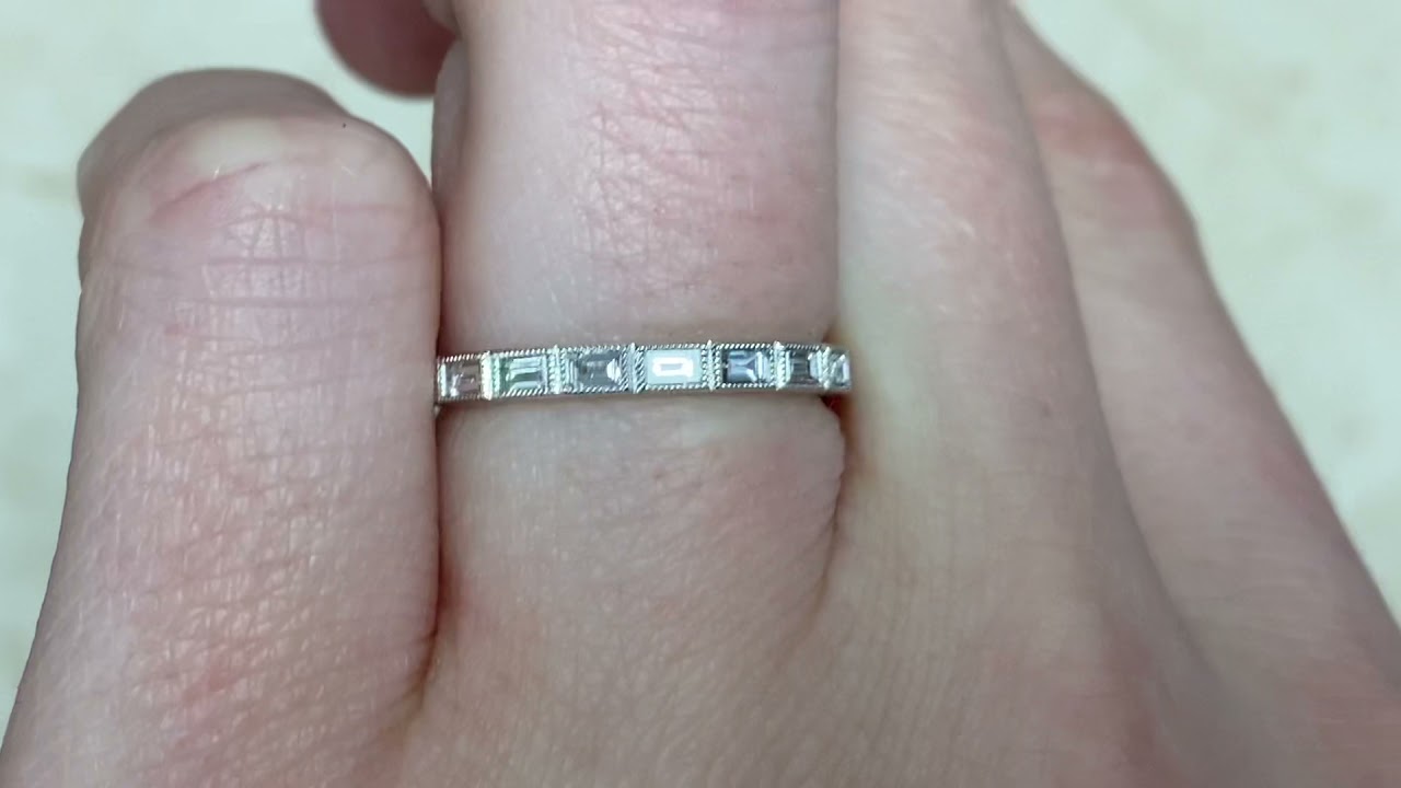 0.55ct Baguette Cut Diamond 2.20mm Platinum Eternity Wedding Band - Inverness Band - Hand Video